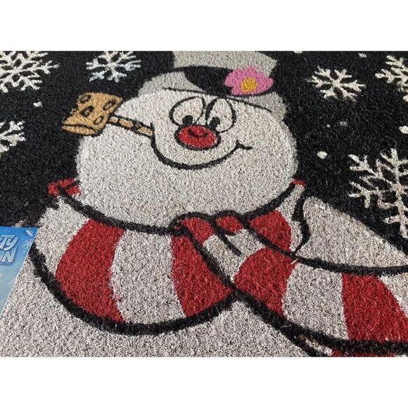 Frosty The Snowman Christmas Outdoor Coir Mat Rug 18 X 28” Snowflakes Winter NEW - Picture 8 of 11